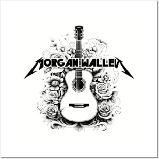 Morgan Wallen Guitar Floral Posters and Art